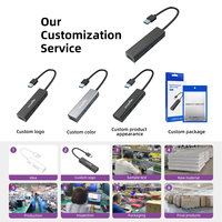 Hub USB 3.0 Portabel Multiport 4 Port 5Gbps Kecepatan Tinggi 4 in 1 dengan Desain Mini untuk Desktop Laptop PC Macbook Komputer