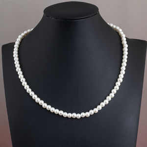 Collier de perles pour <span class=keywords><strong>maman</strong></span> verre imitation perle blanche perle ronde bijoux accessoires collier de chaîne de clavicule - Product Image 3