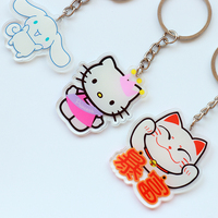 Gantungan Kunci Akrilik Transparan Potongan Holografik Pelangi Kustom, Cetak Foto Bergaya Anime Kartun, Plastik Ramah Lingkungan, Potongan Laser