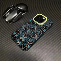 Coque de téléphone élégante motif de fleur de totem rétro pour iPhone 16 15 14 13 12 11 Pro Max/Pro/Plus couverture arrière souple anti-chute