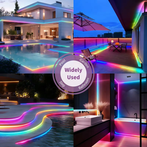 ไฟแถบ LED COB RGB สมาร์ทไอซี กันน้ำ IP67 สำหรับรีโมทคอนโทรล ปรับความสว่างได้ 20 ฟุต/6 เมตร ควบคุมสีแบบไหลผ่านแอพ ซิงค์กับเสียงเพลง - Product Image 3