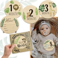 Disques en bois MDF écologiques Animaux de la savane, peints, pour étapes mensuelles de nouveau-nés, cadeau de baby shower, thème 'Bonjour le monde', pour la grossesse, Marque ZY