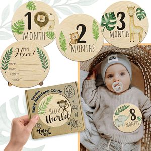 Disques en <span class=keywords><strong>bois</strong></span> MDF écologiques Animaux de la savane, peints, pour étapes mensuelles de nouveau-nés, cadeau de baby shower, thème 'Bonjour le <span class=keywords><strong>monde</strong></span>', pour la grossesse, Marque ZY - Product Image 5