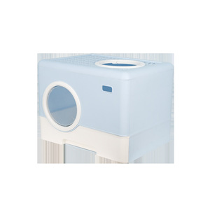 HMTPC <b>Cat</b> <b>Litter</b> Box 52x41x38.5cm Square Light Blue PP Material Splash Proof Odor Proof For <b>Cats</b> - Product Image 5