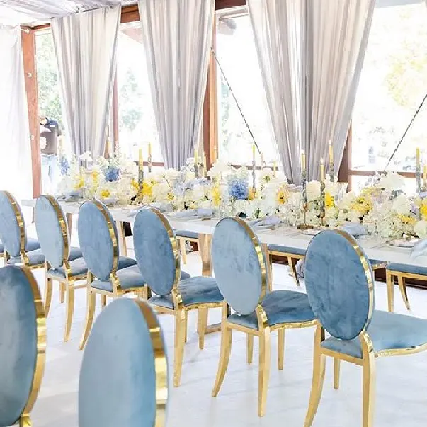 Empilhamento diy hotel útil real azul banquete festa eventos casamento mesa de jantar e cadeira para hotel conjunto