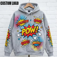 Sudadera Holgada con Estampado Gráfico Pop Art Personalizado, Estilo Urbano Americano Unisex, 400GSM, Colores Vibrantes, Hombros Caídos
