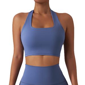 Soutien-gorge de sport pour femme à col halter, bonnet moulé, en nylon respirant et léger, pour la course, le yoga et le fitness, tailles SMLXL - Product Image 1