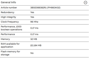 โมดูลควบคุม PLC AC 800M 800xA รุ่น PM863K02 3BSE088382R1 96 I/O หน่วยความจำ RAM 32MB ระบบอัตโนมัติอุตสาหกรรม 24V - Product Image 3