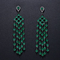 2024 mode femmes accessoires long gland CZ zircon boucles d'oreilles S925 broches fête longue boucle d'oreille élégant bijoux boucles d'oreilles