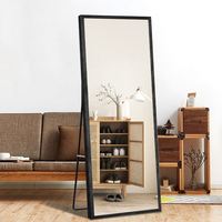 Miroir sur pied pleine longueur à cadre en bois massif, tendance 2025, moderne, mural, grand format, pour essayage en magasin de vêtements, décoratif et usage quotidien