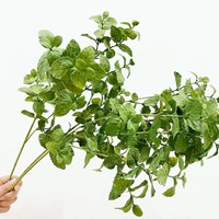 Tanaman Hijau Buatan Nordik, Daun Mint, Daun Dekoratif untuk Rangkaian Bunga, Ornamen Ruang Tamu, Alat Peraga Fotografi