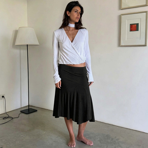 Falda Larga de Verano 2026, Estilo Minimalista, Color Sólido, para Mujer, con Dobladillo Irregular en Cola de Pescado, Elegante, Casual, para Oficina, Uso Diario - Product Image 6