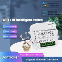 Interrupteur de store intelligent Tuya Smart Life WiFi RF433 avec télécommande pour volet roulant électrique, compatible Google Home et Alexa, pour maison intelligente