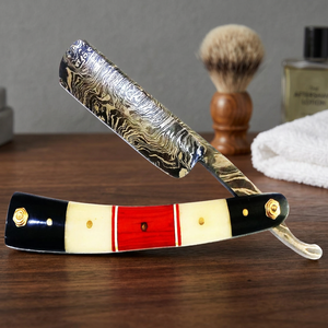 ASAP Sustainable Damascus Stainless Steel Straight Razor <b>Men</b> Face Body <b>Bikini</b> Underarm Use Bamboo Handle Non-Disposable - Product Image 1