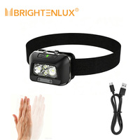 Lampe frontale étanche OEM CE RoHS IP67 avec détecteur de mouvement, rechargeable, 700LM, XTE COB LED, zoomable, Type-C, pour le camping et la randonnée