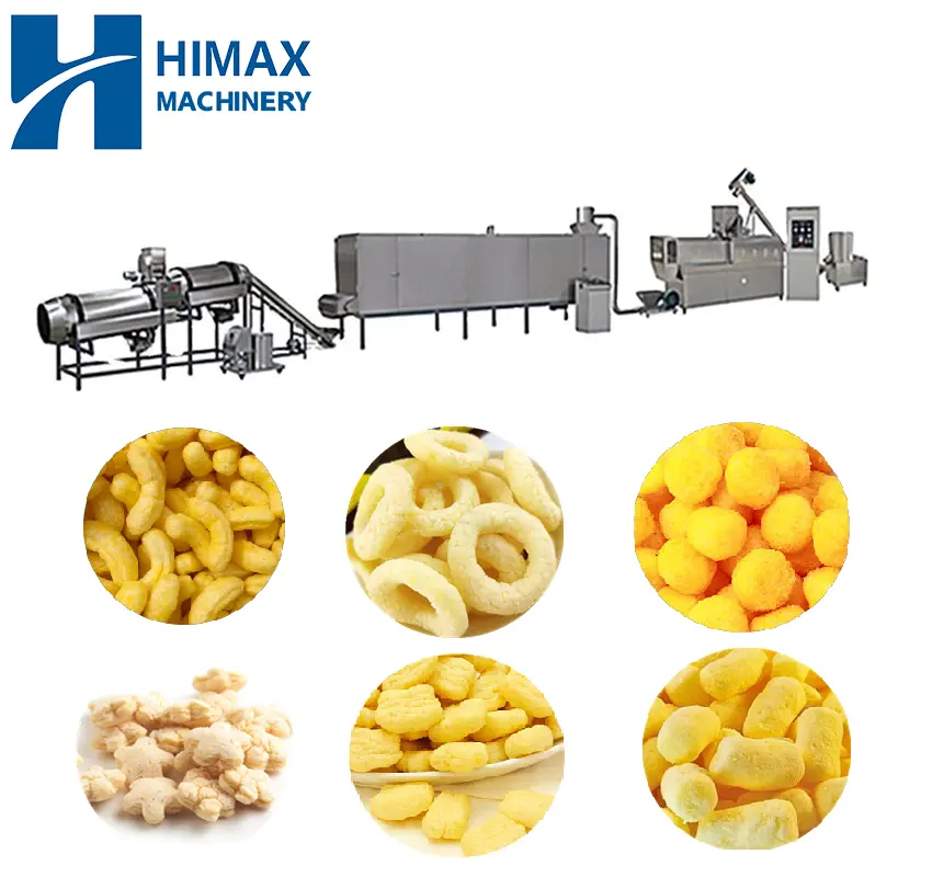 150kg Por Hora Slanted bar twin screw extrusora corn chips food making machine tuffed corn ball snacks food making machine