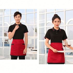 Summer Time Short-Sleeved Polo Shirts for Milk Tea Shop Caterers Hotpot Restaurants Wicks Away Moisture Restaurant Bar Uniforms - Product Image 3