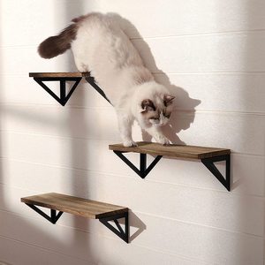 Home Organization Modern Rustic Triangle Shape Wall Mounted Set of 3 Wood <strong>Floating</strong> <strong>Shelves</strong> with <strong>Storage</strong> for Household Items - Product Image 1