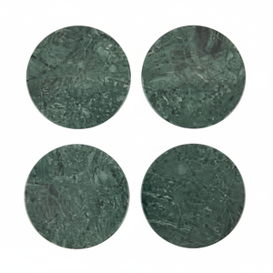 Dessous de verre faits à la main en marbre vert rond 4x4 pouces ensemble de dessous de verre de table décoratifs - Product Image 1