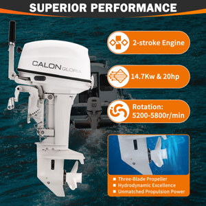 Nouveau moteur Calon T20 2 temps 20 CV 326 cm³ 2 cylindres essence pour bateau, refroidissement par eau, allumage CDI, kayak, canoë - Product Image 4