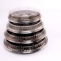 Boîte à sushi ronde, plateau à sushi en feuille d'or avec couvercle transparent, conteneur jetable pour emporter au restaurant