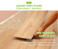 Revêtement de sol LVP à coller (Dry Back) 2mm 2.5mm 3mm – Dalles de vinyle PVC de luxe antidérapantes pour usage résidentiel et commercial
