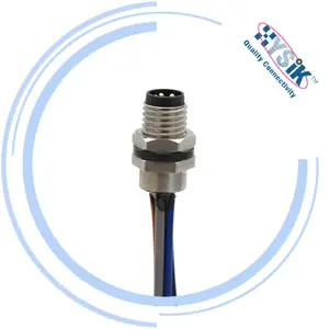 M8 Single wire connector Metric Circular panel mount connector A coding 3 4 5 6 8 pin male female with wires 0.5m custom