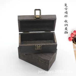 Solid Wood Jewelry <b>Box</b> Rectangle <b>Vintage</b> Style Desktop Storage <b>Box</b> With Metal Clasp - Product Image 4