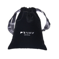 Pochette en velours noir pour bijoux, sac à cordon pour bijoux, sac cosmétique en velours de soie personnalisé, vente en gros