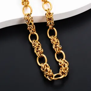 Chaîne à maillons en forme de plante de 10 mm, collier et bracelet en acier inoxydable, chaîne de grande qualité, bijoux punk hip-hop - Product Image 5