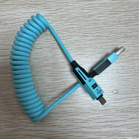Kabel Data USB Type C PD 27W 65W Pengisian Cepat Spring 1.5M 4-In-1 Kabel Data Pengisian Cepat USB C untuk Ponsel Fungsi 3A