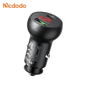 Tendencias Mcdodo Led Usb Dual Port 45W PD 5A Super Fast Charge Usb PD Usb Type C Car Charger With Digital For iphone samsung