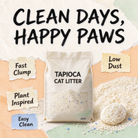 Litière pour chat personnalisable de qualité supérieure à base de manioc, ultra faible en poussière, agglomération ferme, anti-griffures, sans danger pour les pattes, jetable aux toilettes