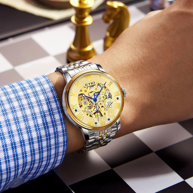 OEM ODM Luxury Brand Stainless Steel Strap Automatic Mechanical Men Wrist Gold Watch Reloj