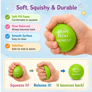 Balle anti-stress en mousse PU personnalisée avec logo, fabricant de jouets amusants pour les mains, balle anti-stress souple en mousse PU avec cadeau promotionnel - Product Image 2