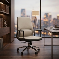 Chaise de bureau exécutive moderne à dossier mi-haut, ergonomique avec soutien lombaire, siège confortable réglable en cuir PU, pivotante pour personnel, tâches de bureau et télétravail