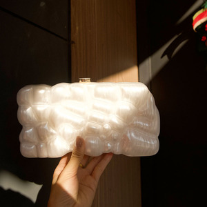 Bolso de Mano de Acrílico con Textura de Mármol Perlado, Elegante y de Lujo, Tipo Caja Cuadrada, para Eventos Nocturnos, para Mujer, Nuevo - Product Image 4