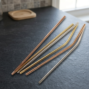 Stainless Steel Drinking <b>Straws</b> Set of 4 Reusable <b>Metal</b> <b>Straws</b> Minimalist Design Bar Accessories Gold Silver Rose Gold Colors - Product Image 6