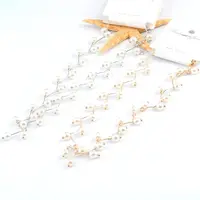 00113-11 Fashion custom gold chain charm statement women pearl choker necklace jewelry for wedding party