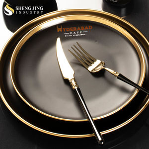 Assiettes en porcelaine noire mate <span class=keywords><strong>de</strong></span> luxe <span class=keywords><strong>de</strong></span> haute qualité, logo personnalisé - durables, compatibles micro-ondes, soldes, commande en gros, réduction - Product Image 4