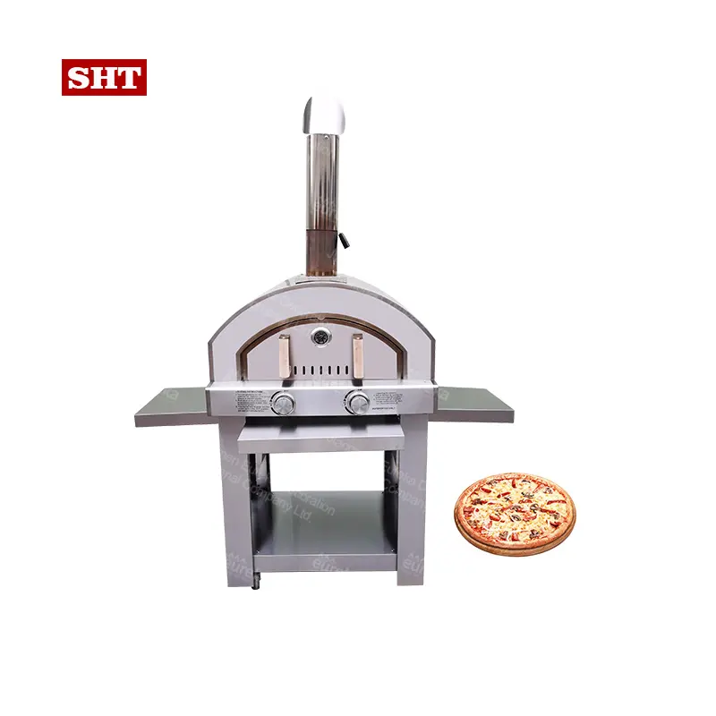 Profesyonel üretim bağlantısız Pizza fırını açık paslanmaz çelik gaz ateşli Pizza fırını Pizza fırını