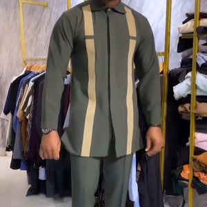 2024 all'ingrosso uomo nuovo stile di moda camicia a maniche lunghe + pantaloni lunghi Set colletto rovesciato Casual 2 pezzi - Product Image 2