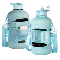 Bouteille d'eau de demi-gallon 2,2 L avec paille 74oz grande bouteille d'eau de gymnastique avec manchon de stockage