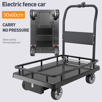 Chariot à plateforme électrique robuste, capacité de charge 500 kg, moteur sans balais 250 W, plateforme 90x60 cm, avec roues à frein