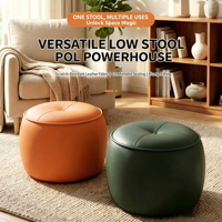 Petit tabouret pour la maison, tabouret bas rond pour canapé, repose-pieds confortable pour longues périodes assises, tabouret robuste pour changer de chaussures