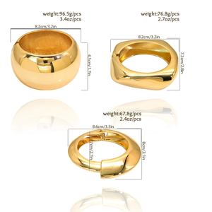Bracciale color oro per donna, bracciale di grandi dimensioni, gioielli di moda placcati in oro 18 carati di alta qualità - Product Image 2