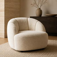 Fauteuil d'appoint Boucle Barrel, chaise individuelle rembourrée avec dossier incurvé enveloppant pour salon, chambre ou coin.