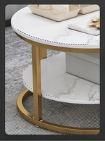 Table basse ovale de luxe moderne avec grand rangement, grande table d'angle centrale à 2 niveaux pour le salon, meubles de maison