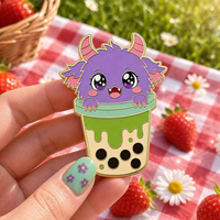 Pins de esmalte, broches y insignias de metal chapado con diseños de té con leche, boba, anime, animales, matcha, monstruos y dibujos animados, venta al por mayor, LOGO personalizado