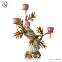 1 et 3 Bougeoir Perroquet Haute Qualité 5 Tête Paon Candélabre Oiseau à Longue Queue de Luxe en Porcelaine de Cuivre Antique Décoration de Maison